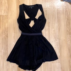 Black Knotted & Open Back Romper